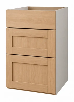MODULAR ALFA
Gabinete bajo 3 cajones, blanco-frosty / encino rojo natural