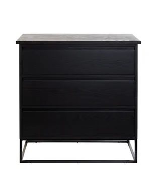 COLECCION PETRA
Cómoda de 3 cajones, negro, madera natural de encino rojo, 99x50x100 cm