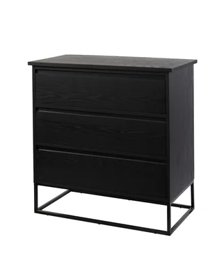COLECCION PETRA
Cómoda de 3 cajones, negro, madera natural de encino rojo, 99x50x100 cm