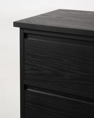 COLECCION PETRA
Cómoda de 3 cajones, negro, madera natural de encino rojo, 99x50x100 cm