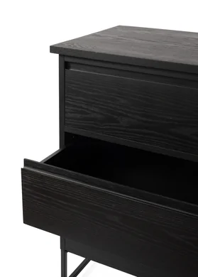 COLECCION PETRA
Cómoda de 3 cajones, negro, madera natural de encino rojo, 99x50x100 cm