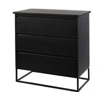 COLECCION PETRA
Cómoda de 3 cajones, negro, madera natural de encino rojo, 99x50x100 cm